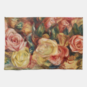 Roses (1912) by Pierre-Auguste Renoir Tea Towel