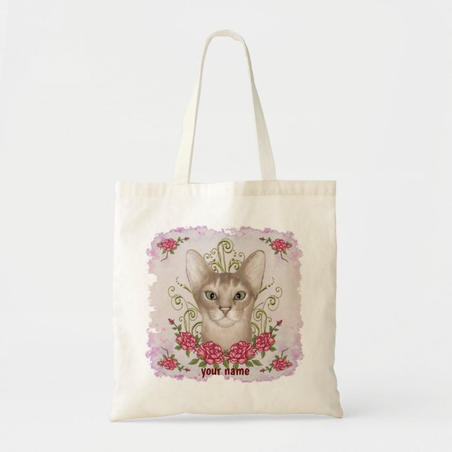 Roses Abyssinian Cat tote bag (Front)