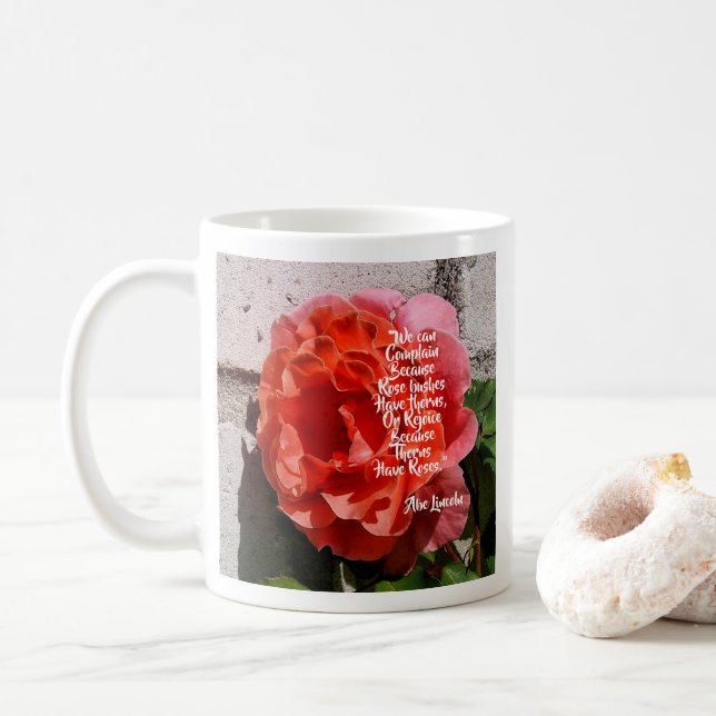 Roses Among the Thorns Quote Abe Lincoln  Coffee Mug (With Donut)