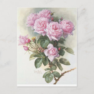 Roses and a Bumblebee by Paul de Longpre Postcard