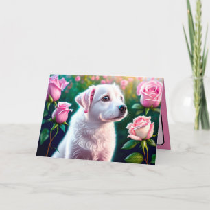 Roses And Beautiful Dog Collection Card