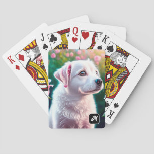 Roses And Beautiful Dog Collection Playing Cards