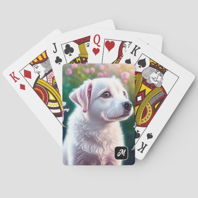 Roses And Beautiful Dog Collection Playing Cards (Back)