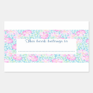 Roses and Butterflies Bookplates to Customize Rectangular Sticker