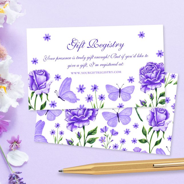 Roses and Butterflies Gift Registry Quinceañera Enclosure Card (Roses and Butterflies Gift Registry Quinceañera Enclosure Card)