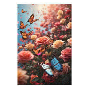 Roses and butterflies photo print