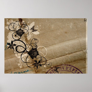 Roses and butterflies Poster