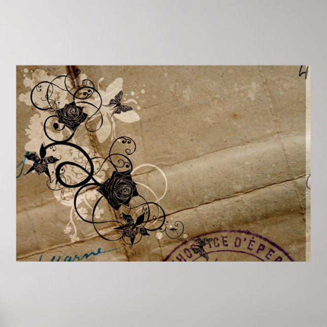 Roses and butterflies Poster (Front)