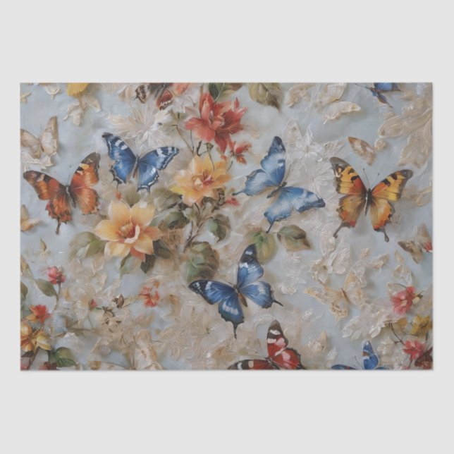 Roses and Butterflies Print Decoupage / Tissue Paper (Front)