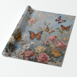Roses and Butterflies Print Decoupage / Wrapping Paper