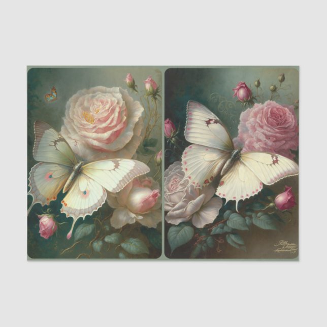 Roses and Butterflies Tissue Paper (Front)