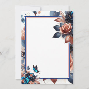 Roses and Butterfly Blank Wedding Invitation