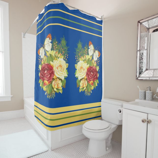 Rose's and Butterfly Shower Curtain (In Situ)