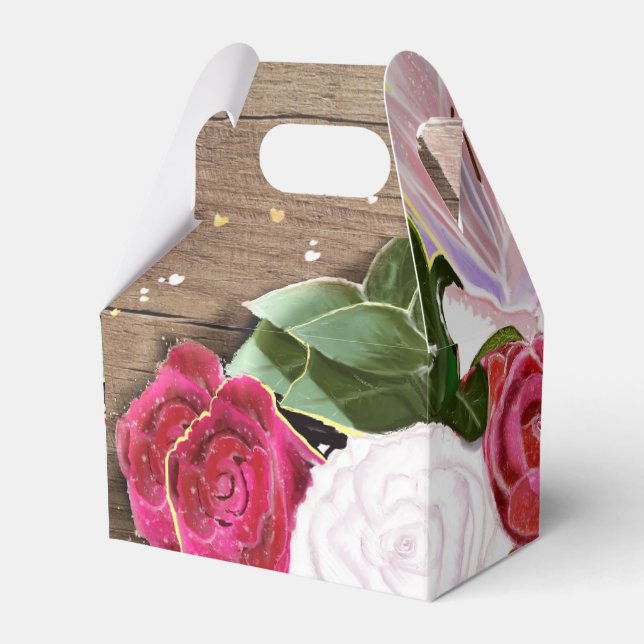 Roses and Country Chic Wedding Favour Boxes (Front Side)