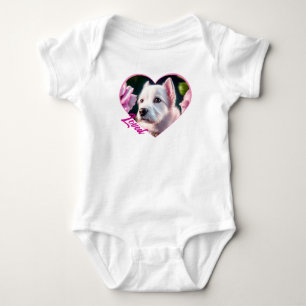 Roses And Cute Dog Collection Baby Bodysuit
