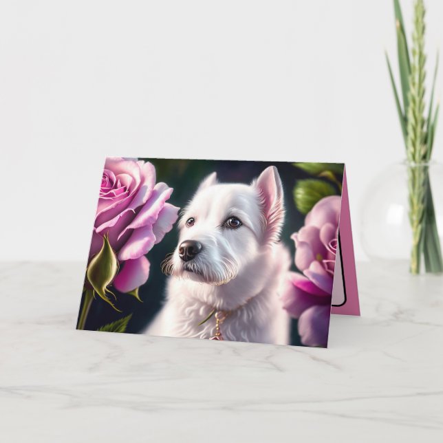 Roses And Cute Dog Collection Card (Front)