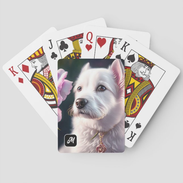 Roses And Cute Dog Collection Playing Cards (Back)