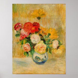 Roses and Dahlias by Renoir Poster
