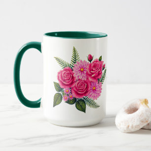 Roses and Dahlias Large Mug