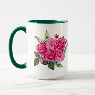 Roses and Dahlias Large Mug