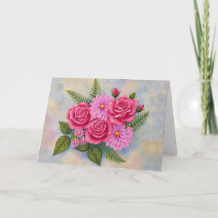 Roses and Dahlias Thank You Card