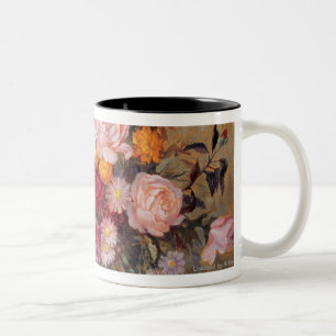 Roses and Daisies Two-Tone Coffee Mug