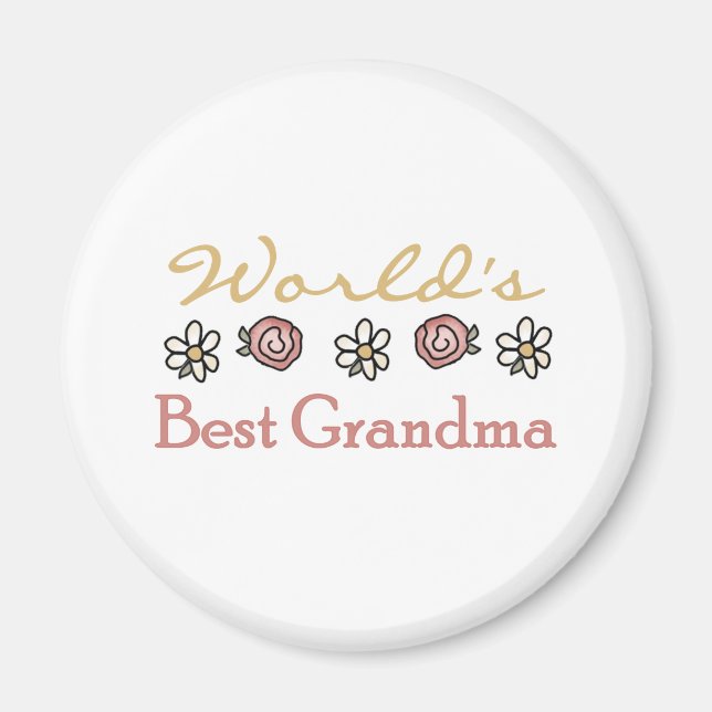 Roses and Daisies World's Best Grandma  Magnet (Front)
