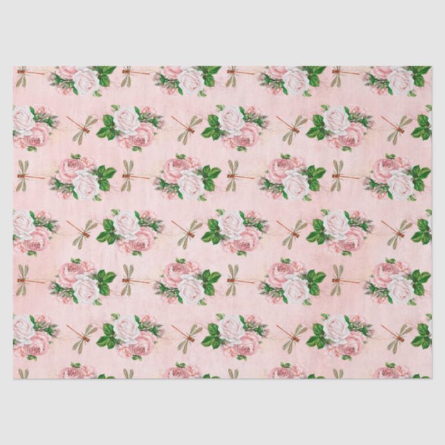 Roses and Dragonflies (Design 2) Tissue Paper (Front)