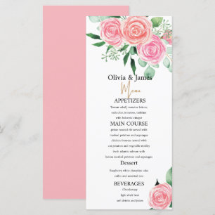 Roses and Eucalyptus Wedding Menus