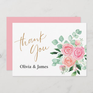 Roses and Eucalyptus Wedding Thank You Card