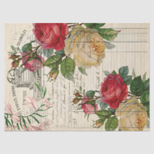 Roses and Floral Ephemera Decoupage Tissue Paper