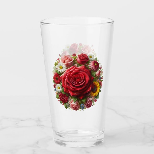 Roses And Flowers Design Glass (Front)