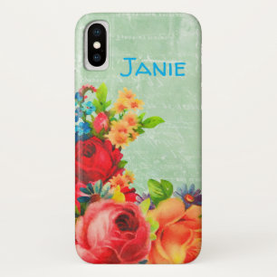 Roses and Forget Me Not Bouquet iPhone / iPad case