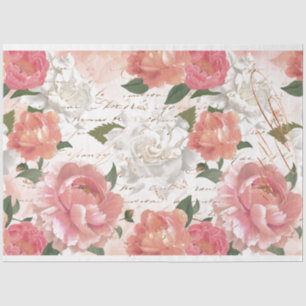 Roses and French Handwriting 2 Tissue Paper