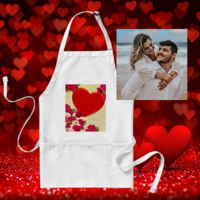 Roses and Heart Frame Add Your Photo Standard Apron (Creator Uploaded)