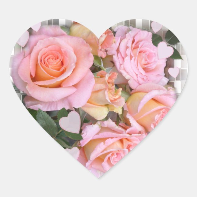 Roses and Hearts ~ Heart Sticker (Front)