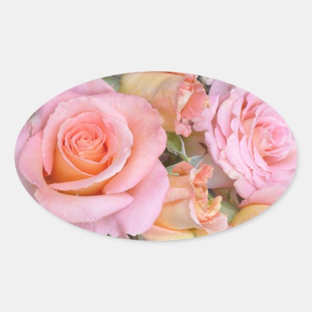 Roses and Hearts ~ Oval  Stickers (Front)