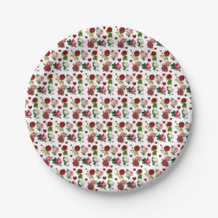Roses and Hearts Valentine's Day Paper Plates