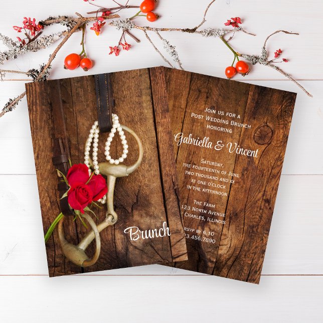 Roses and Horse Bit Country Post Wedding Brunch Invitation (Creator Uploaded)