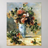 Roses and Jasmine in a Delft Vase Renoir Fine Art
