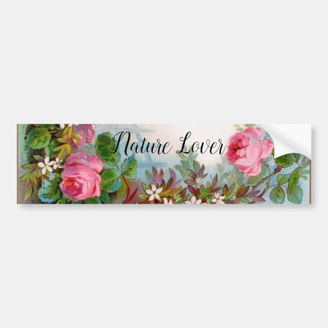 ROSES AND JASMINES, FLORAL BEAUTY NATURE LOVER BUM BUMPER STICKER (Front)