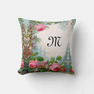 ROSES AND JASMINES FLORAL MONOGRAM CUSHION