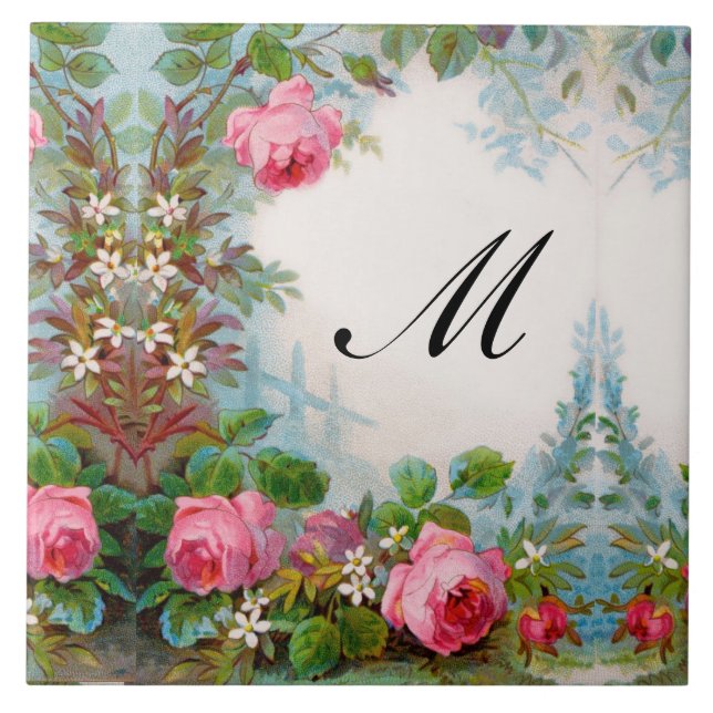 ROSES AND JASMINES FLORAL MONOGRAM TILE (Front)