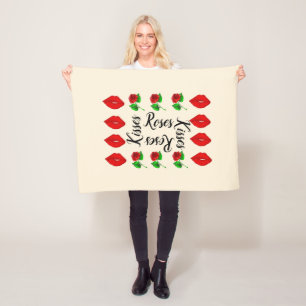 Roses and kisses fleece blanket