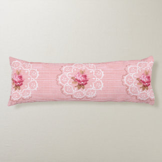 Roses and Lace Vintage Pink Reversible Body Cushion
