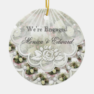 Roses and laces Engagement Announcement  ornament