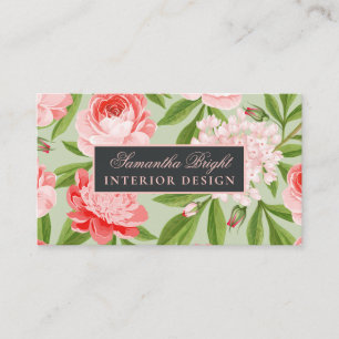 Roses and Leaves Minimal Business Card