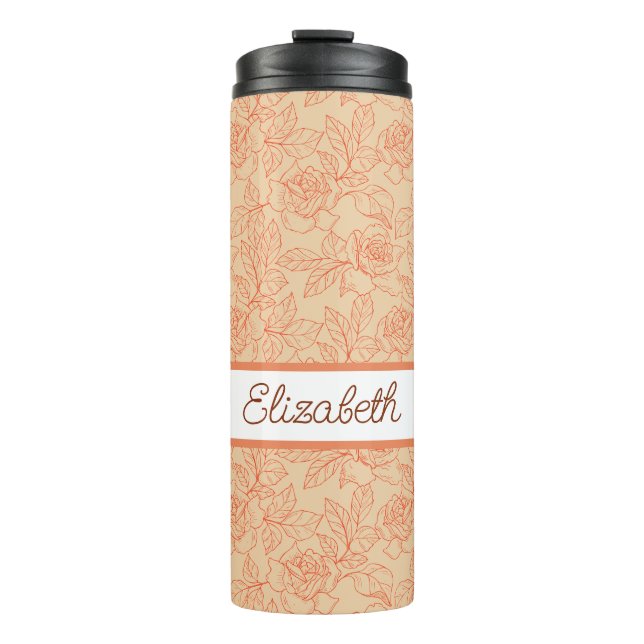 Roses And Leaves Peach   Thermal Tumbler (Front)
