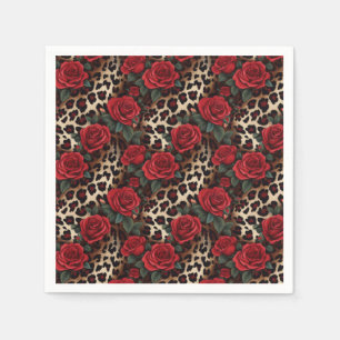 Roses and Leopard Print Napkin