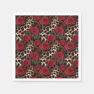 Roses and Leopard Print Napkin